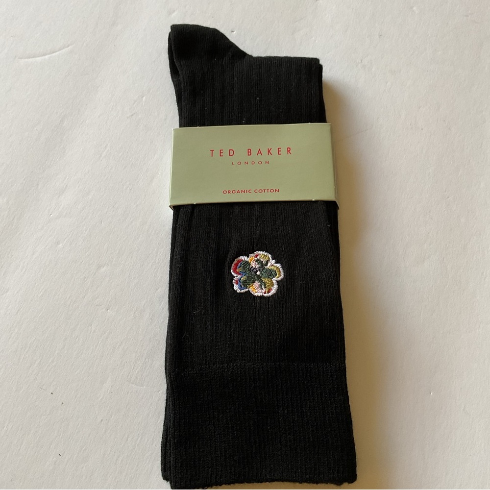 TED BAKER LONDON MENS BOELOW FLORAL DRESS SOCKS OS BLACK NWT